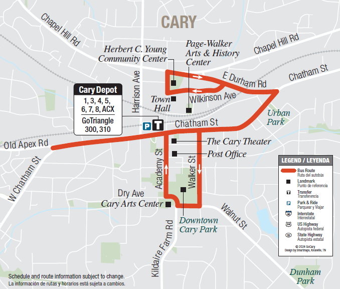GoCary Downtown Loop Map