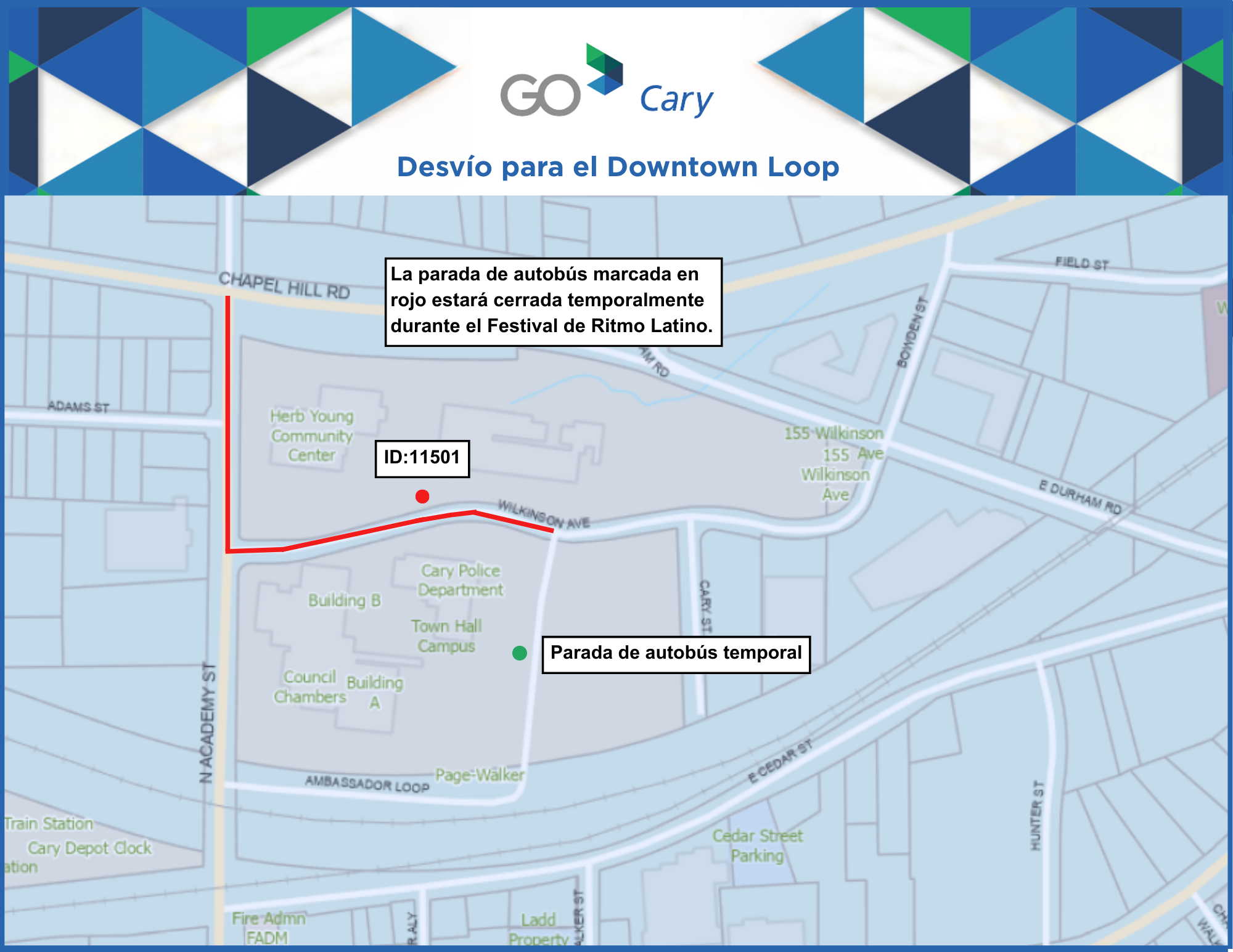 GoCary Detour Map