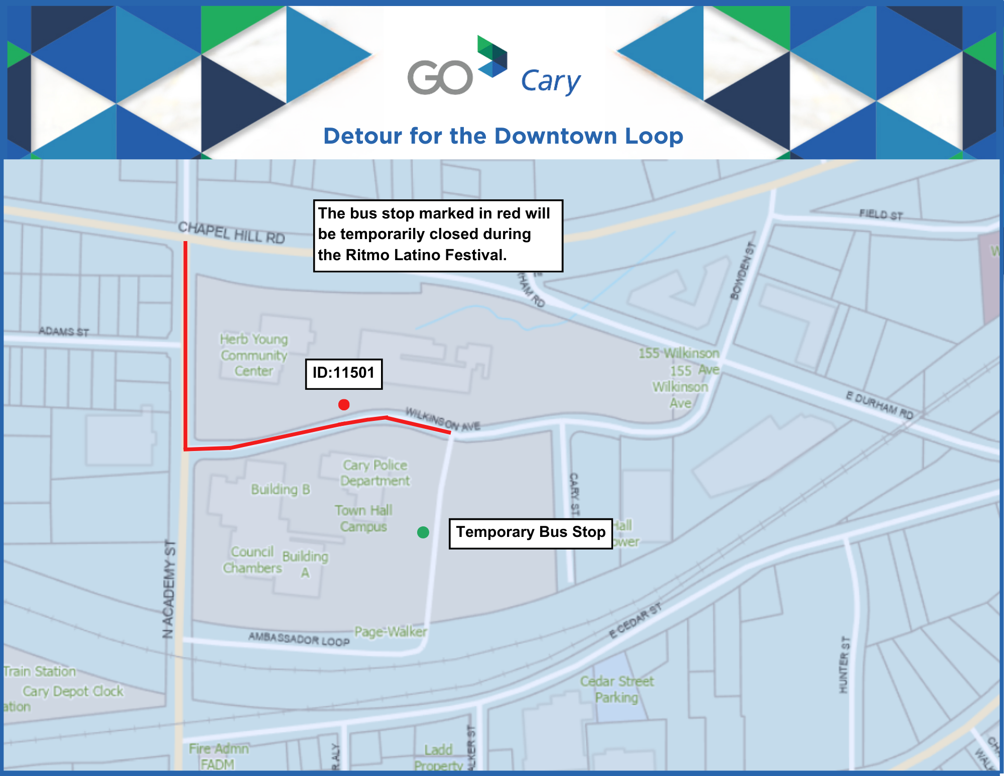 GoCary Detour Map