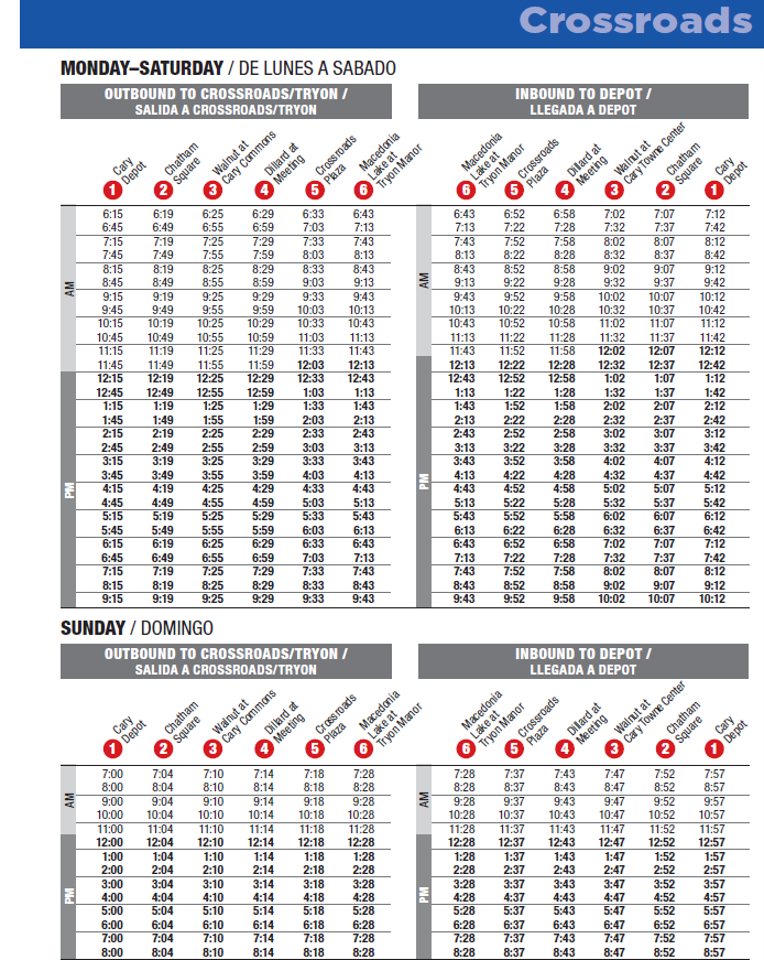 Route 1 Schedule