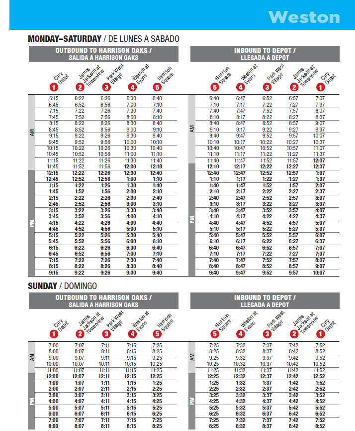 Route 7 Schedule